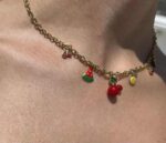 Κολιέ με Χρυσή Αλυσίδα & Φρουτένια Charms