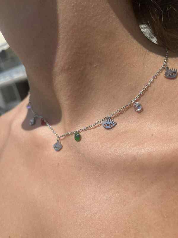 Silver Eye Rainbow Necklace