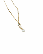 Gold Seahorse Pearl Eye Necklace