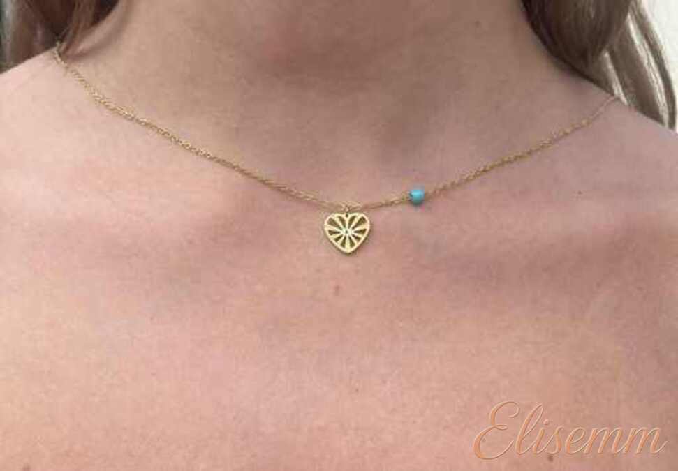 Κολιέ Gold Heart Eye