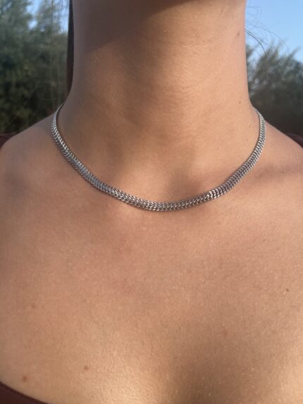 Ασημένιο γυναικείο choker κολιέ minimal σχεδιασμού