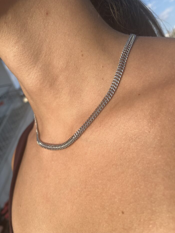 Ασημένιο γυναικείο choker κολιέ minimal σχεδιασμού